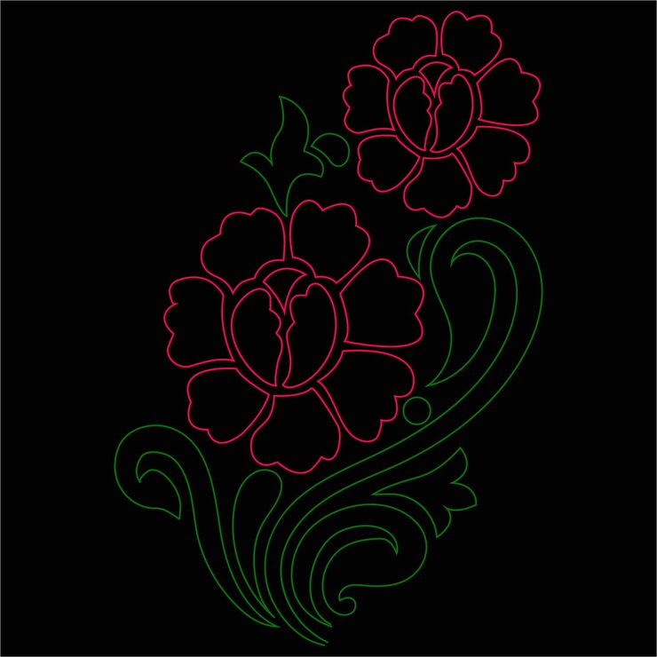 Ilustración artística de líneas de flores dibujadas a mano por vectores