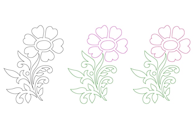 Ilustración artística de líneas de flores dibujadas a mano por vectores