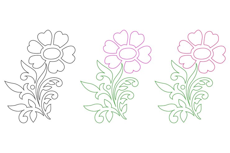 Ilustración artística de líneas de flores dibujadas a mano por vectores