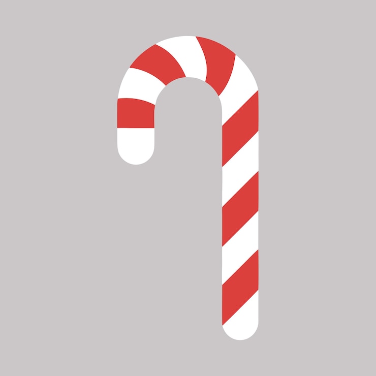 Vector ilustración artística de líneas vectoriales del contorno de la caña de caramelo de navidad
