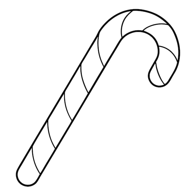 Ilustración artística de líneas vectoriales del contorno de la caña de caramelo de Navidad