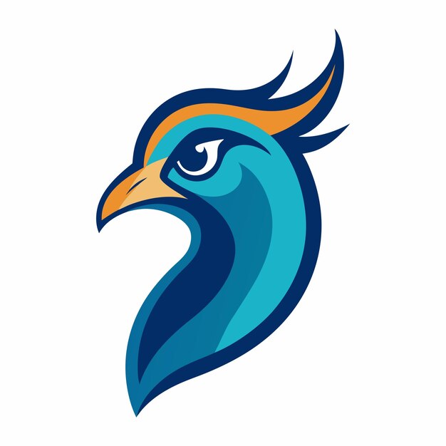 Ilustración artística del logotipo de la mascota de la cabeza de pavo real