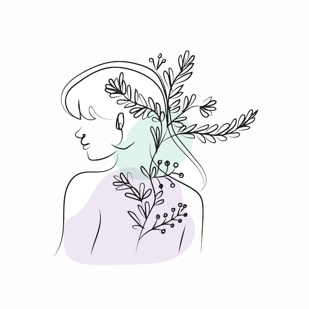 Ilustración artística de una mujer dibujada a mano