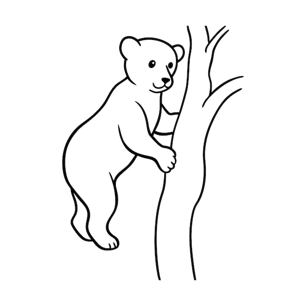 Una ilustración artística de un oso trepando en la línea de los árboles