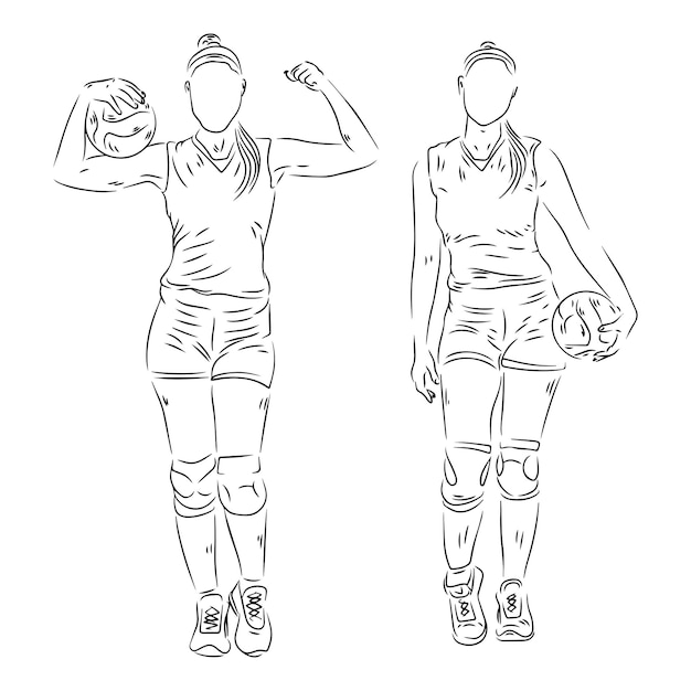 Ilustración artística de personas jugando al voleibol