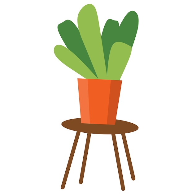Una ilustración artística de una planta en olla con hojas verdes vibrantes en una olla de naranja
