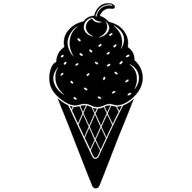Ilustración artística de la silueta vectorial del helado