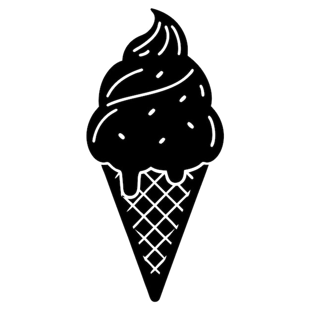 Ilustración artística de la silueta vectorial del helado
