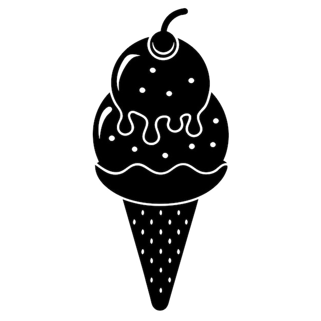 Ilustración artística de la silueta vectorial del helado