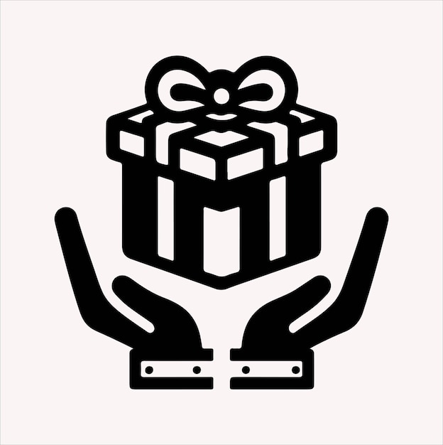Ilustración artística de la silueta vectorial del icono de la caja de regalos
