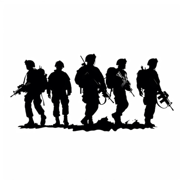 Vector ilustración artística de siluetas de soldados vectoriales libres