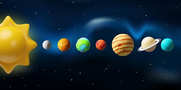 Vector ilustración artística del sistema solar de la astronomía