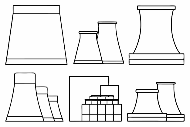 Ilustración artística de la torre de refrigeración Obra de arte intrincada de las funciones de la Torre de enfriamiento