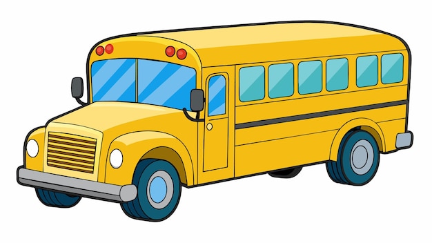 Ilustración artística vectorial del autobús escolar