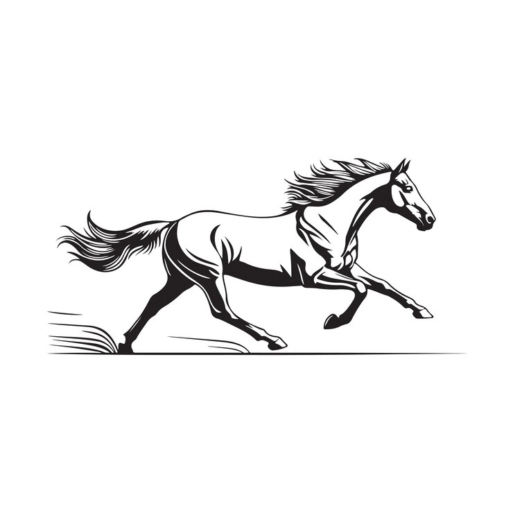 Ilustración artística vectorial del caballo en carrera