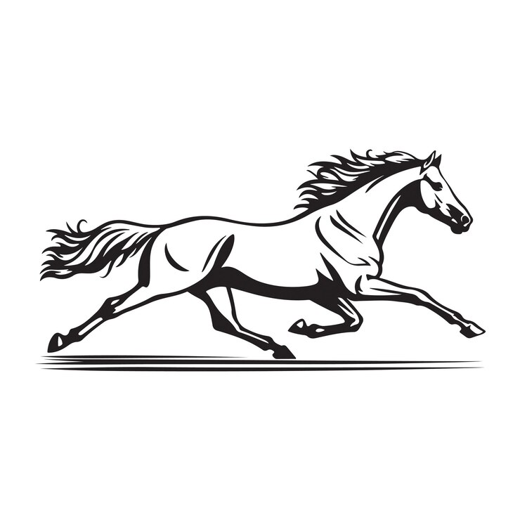 Ilustración artística vectorial del caballo en carrera