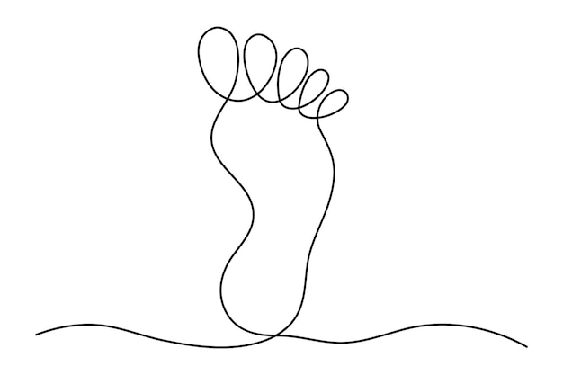 Ilustración artística vectorial del contorno de una sola línea continua de la suela del pie