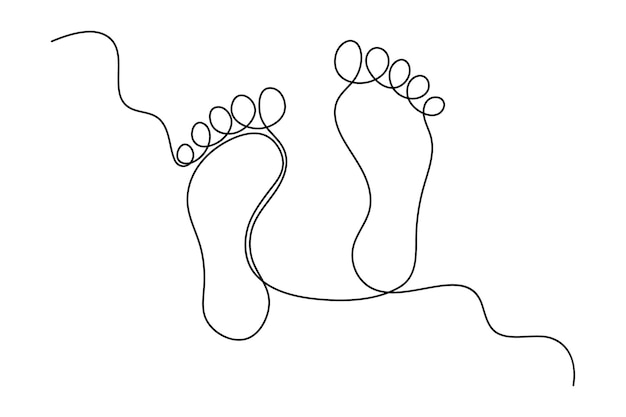 Ilustración artística vectorial del contorno de una sola línea continua de la suela del pie
