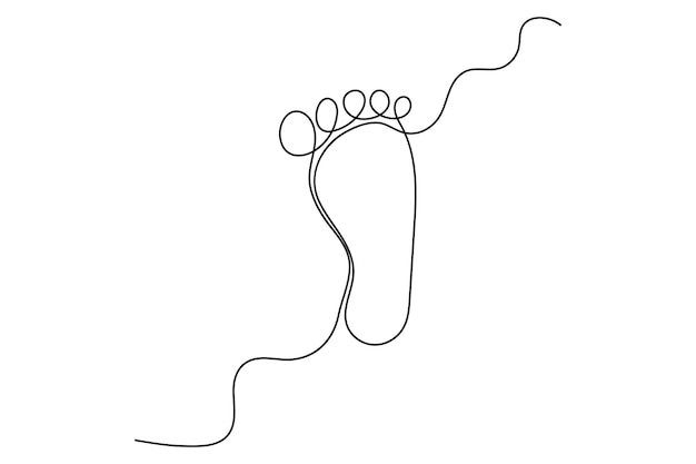 Ilustración artística vectorial del contorno de una sola línea continua de la suela del pie