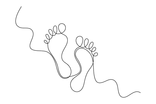 Ilustración artística vectorial del contorno de una sola línea continua de la suela del pie