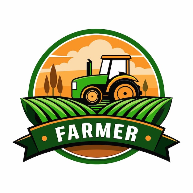 Ilustración artística vectorial del logotipo del agricultor 14
