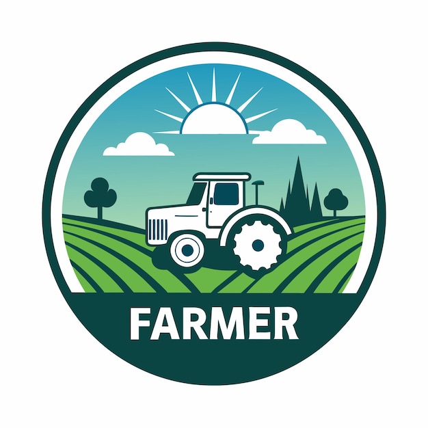 Ilustración artística vectorial del logotipo del agricultor 8