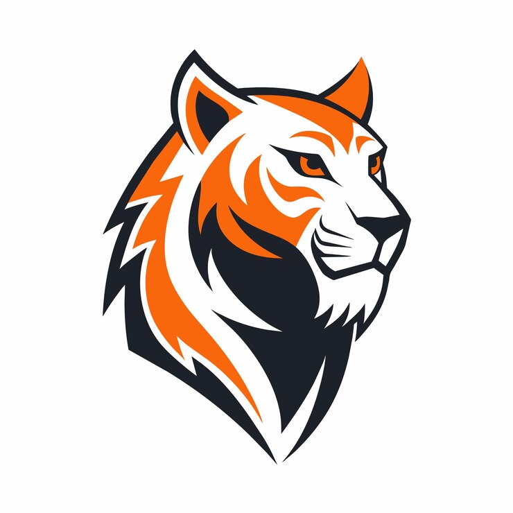 Ilustración artística vectorial del logotipo del tigre con un logotipo del icono del tigre