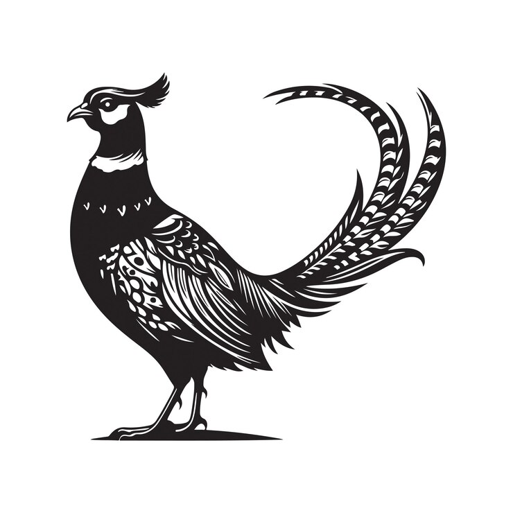 Ilustración artística vectorial del pájaro faisán