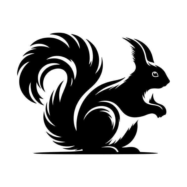 Ilustración artística vectorial de la silueta de una ardilla