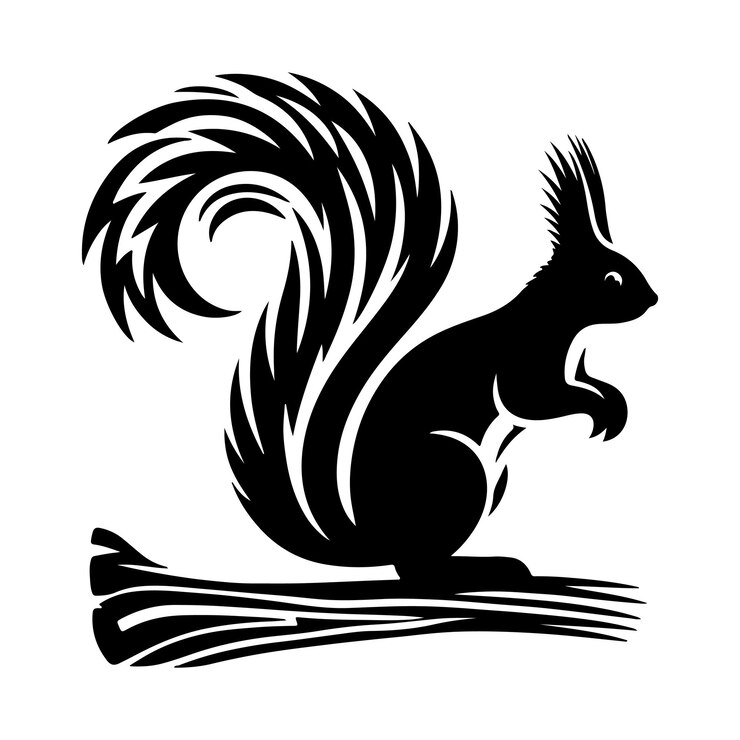 Ilustración artística vectorial de la silueta de una ardilla