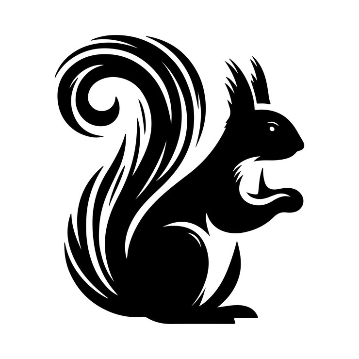Ilustración artística vectorial de la silueta de una ardilla