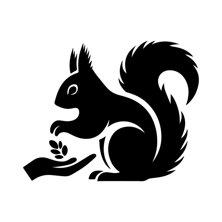 Ilustración artística vectorial de la silueta de una ardilla