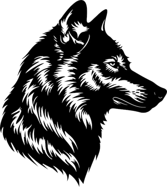 Ilustración artística vectorial de la silueta de la cabeza del lobo