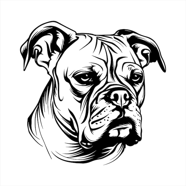 Ilustración artística vectorial de la silueta de la cara de un bulldog