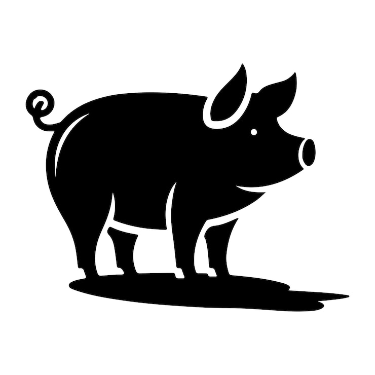 Ilustración artística vectorial de la silueta de un cerdo