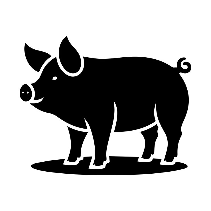 Ilustración artística vectorial de la silueta de un cerdo