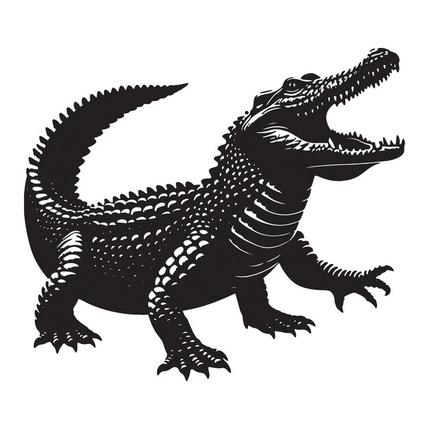 Ilustración artística vectorial de la silueta de un cocodrilo