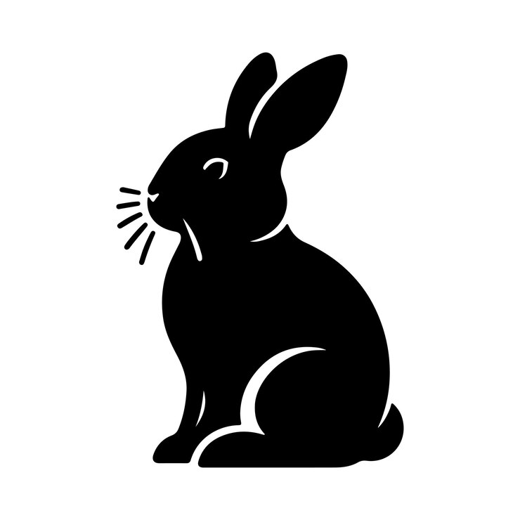 Ilustración artística vectorial de la silueta de un conejo