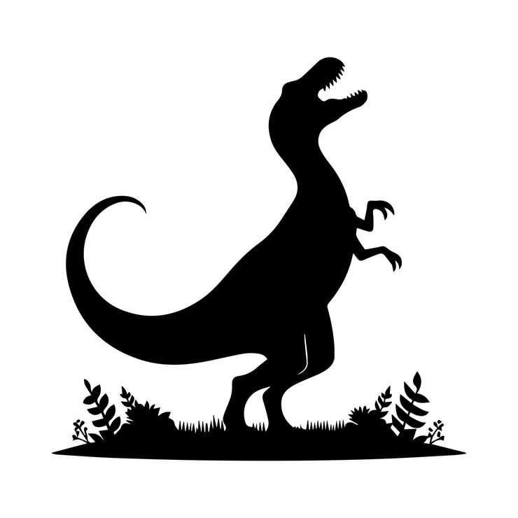 Ilustración artística vectorial de la silueta de un dinosaurio