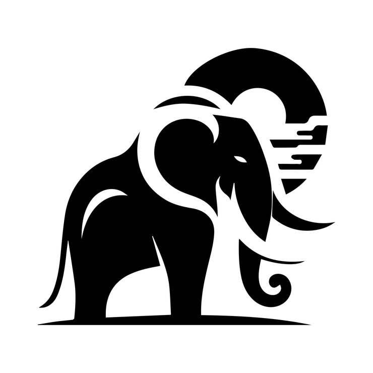 Ilustración artística vectorial de la silueta de un elefante