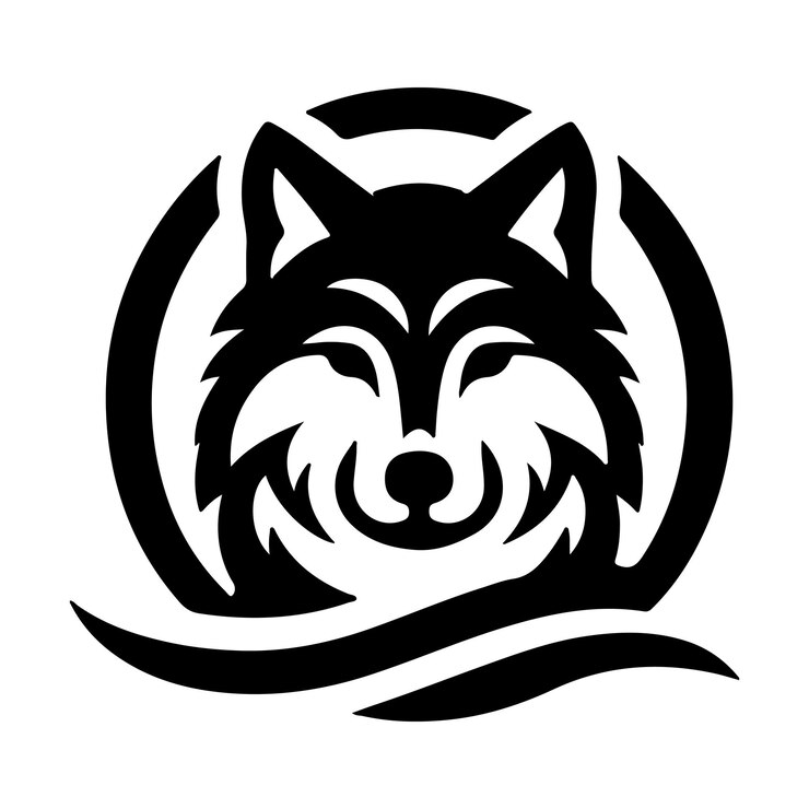 Ilustración artística vectorial de la silueta del icono del lobo