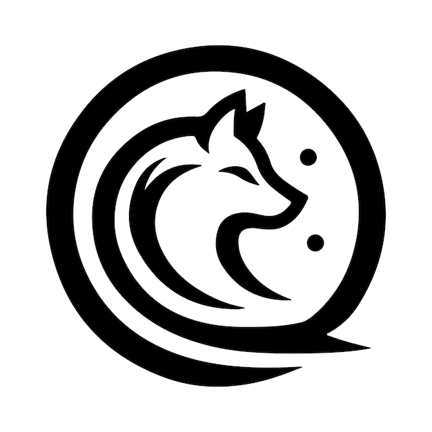 Ilustración artística vectorial de la silueta del icono del lobo