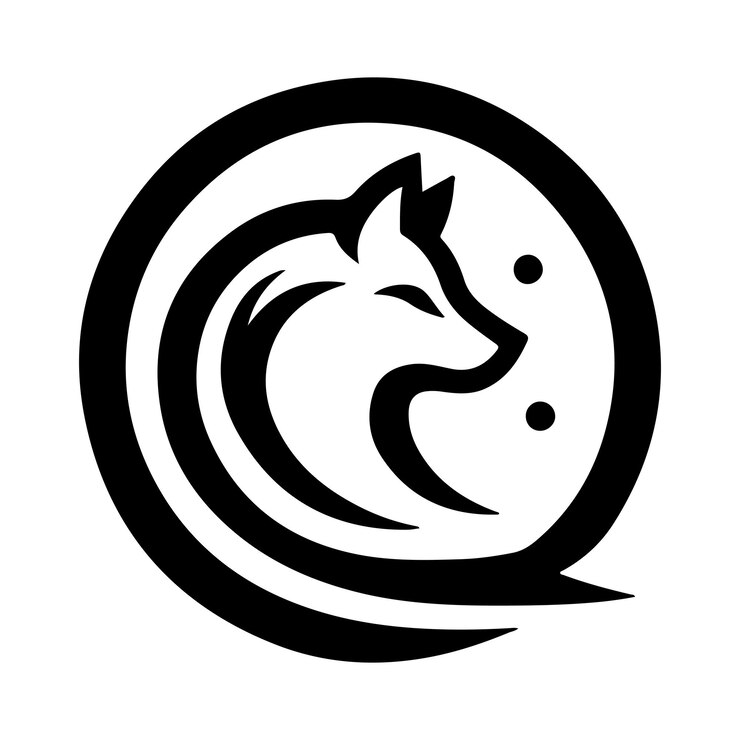 Ilustración artística vectorial de la silueta del icono del lobo