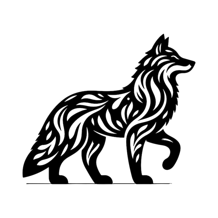 Ilustración artística vectorial de la silueta del icono del lobo