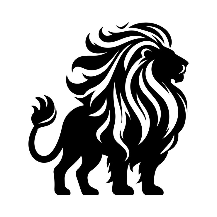 Ilustración artística vectorial de la silueta del león