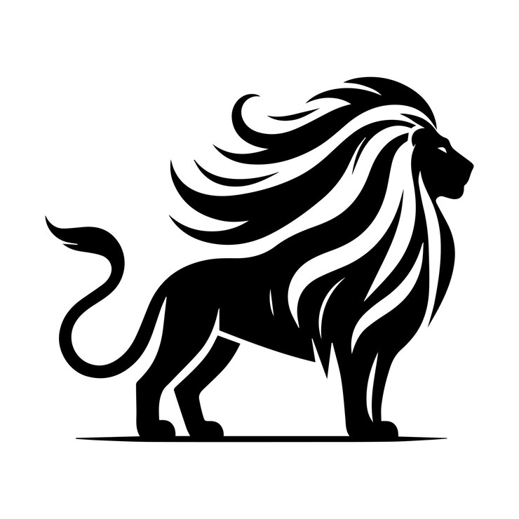Ilustración artística vectorial de la silueta del león