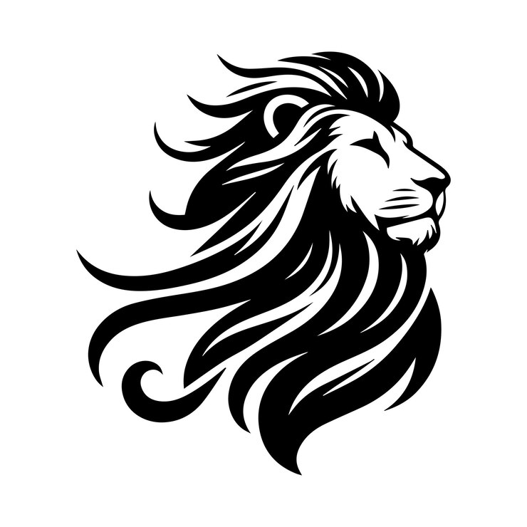 Ilustración artística vectorial de la silueta del león