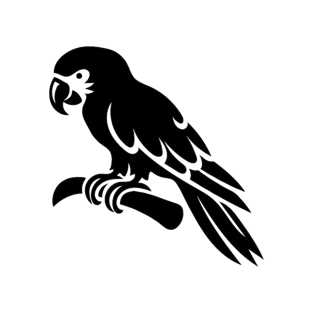 Ilustración artística vectorial de la silueta de un loro