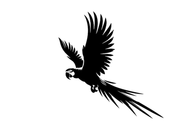 Ilustración artística vectorial de la silueta de un loro