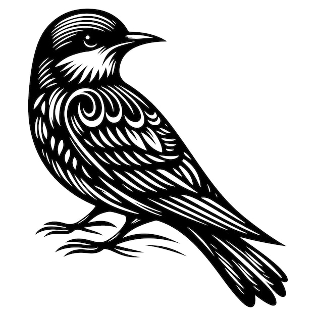 Ilustración artística vectorial de la silueta de un pájaro